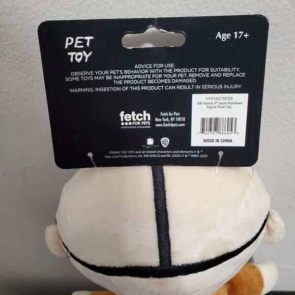 NWT Friday The 13th Jason Voorhees Halloween Horror Plush Dog Toy Squeaker - Picture 5 of 5